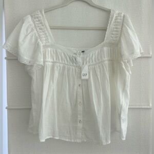 GAP Women's Cream Lace Detail Blouse